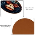 thumbnail image 5 of Monkey 6PCS Round Microfiber Leather Coasters, 11x11 cm/4.3x4.3 in, Drink Coasters for Home and Office, Set of 6 Coasters in Black Color, 5 of 6