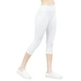 thumbnail image 4 of Juniors Active Basic Stretch Capri Length Yoga Workout Leggings (Off White, S), 4 of 5