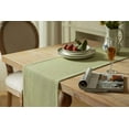thumbnail image 4 of Burlap Style Farmhouse Table Runners 90 Inches Long, Sage Green Rustic Woven Dining Table Runner for Everyday Use, 14x90 Inches, Light Sage Green, 4 of 7