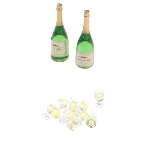 de tazas de botellas en miniatura de 1/12, decoración de barra de comida de cocina de