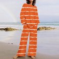 thumbnail image 2 of Spring Womens Clothes 2025!ChaoHeng Sweatsuit Sets for Women 2 Piece Lounge Set Loose,Women's Casual Printed Long Sleeved Round Neck Top With Pants Set,Orange,XXXXXL, 2 of 5