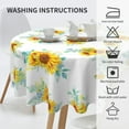 thumbnail image 5 of Sunflower Tablecloth Round 60 Inch Spring Summer Table Cloth Washable Spillproof Wrinkle Free Watercolor Floral Green Leaf Fabric Table Cover for Indoor Outdoor Kitchen Dinning Round Tables, 5 of 6