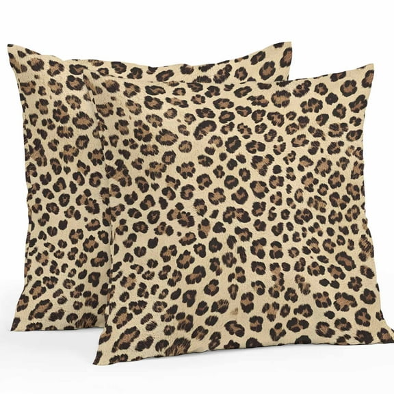 Waterproof Throw Pillow Covers Set of 2, 24x24 Inch Leopard Decorative Pillowcases Outdoor Pillow Slip Cushion Covers Set for Couch Tent Brown Black Beige Modern Abstract Impressionist