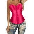 thumbnail image 2 of SNOWSONG Women's Bustier Corset Top Plus Size Satin Waist Cincher Overbust Bustiers 1PC Top Red XS, 2 of 9