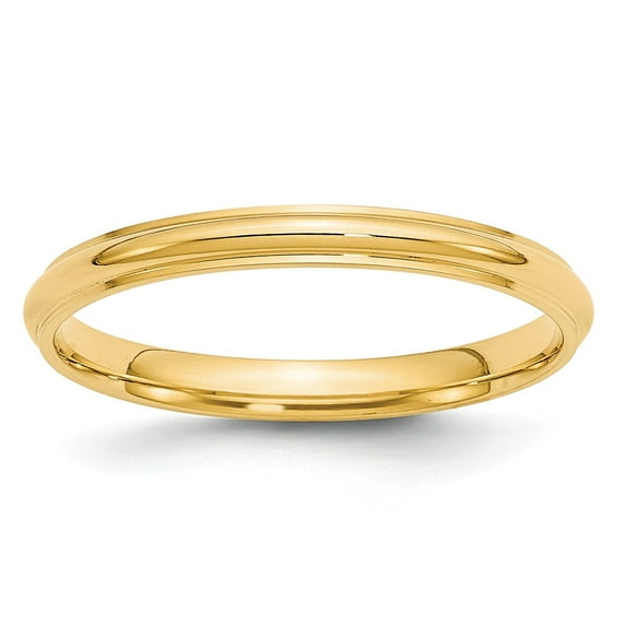 Solid 14k Yellow Gold 2.5mm Plain Classic Dome with Flat Edge Wedding Band Ring Size 6