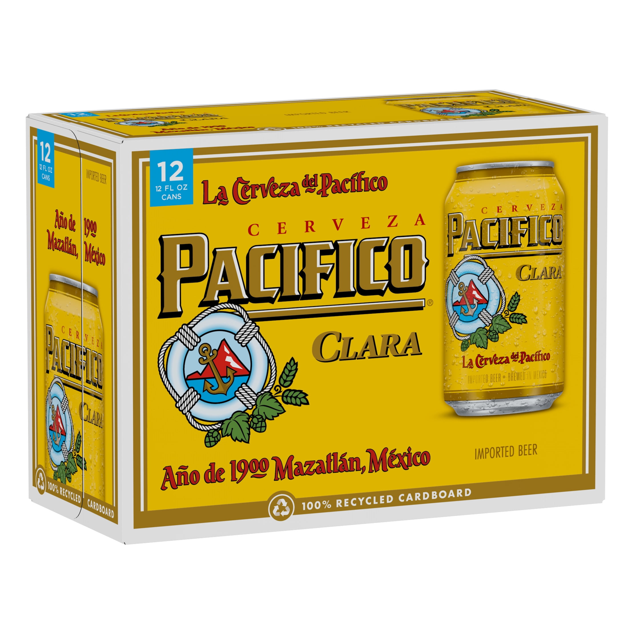 Pacifico Clara Mexican Lager Import Beer, 12 pack 12 fl. oz. Cans, 4.4% ABV