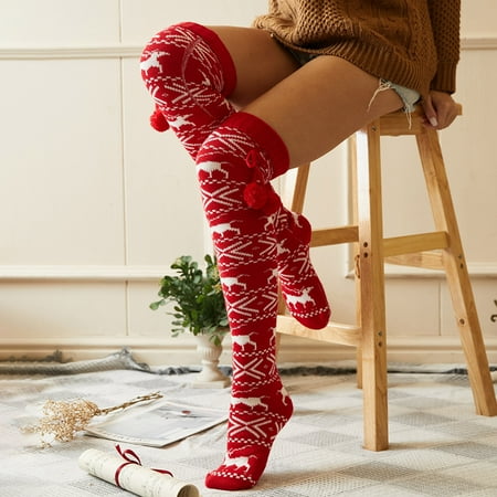 

Womens Stockings Performance Cotton Pad Sportleisure Christmapattern For Thigh High Stockings Leggs