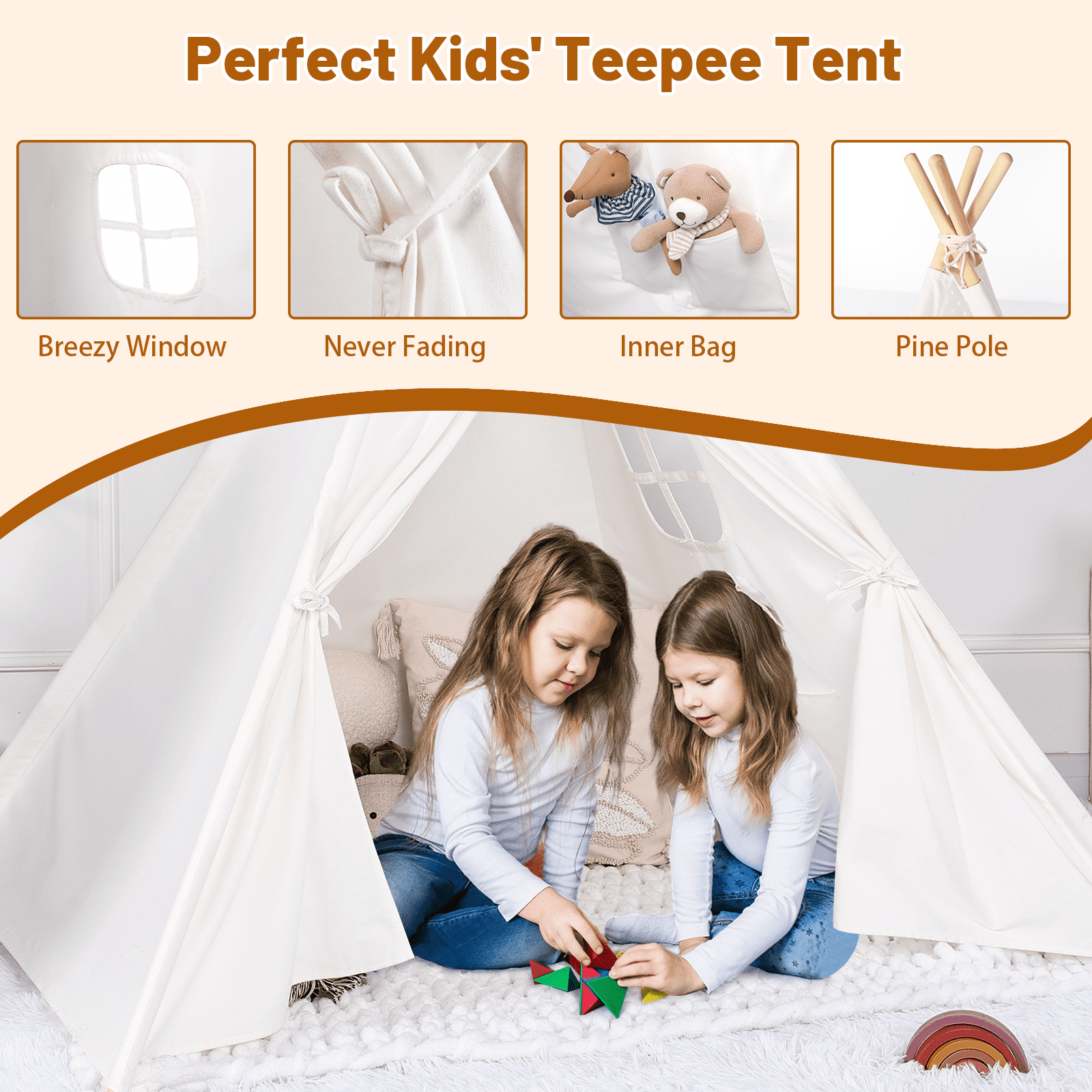 Tente de jeu pour enfants avec rideaux et drapeau, grande maison de jeu