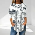 thumbnail image 2 of CYMMPU Loose Fit Tunic Tops 3/4 Sleeve Crew Neck Floral Pattern Blouses for Women Dressy Casual Summer Fashion Shirts Spring Tops Hide Low Hem Plus Size T-Shirts Multicolor XXXL, 2 of 5