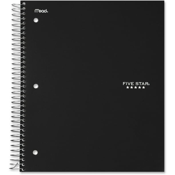 Five Star 3 Subject College Ruled Notebook, Black
