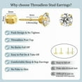 thumbnail image 2 of Titanium Earrings Push-in Threadless Flat Back Stud Earrings for Women Men, Cartilage Earring Hypoallergenic Cubic Zirconia Earrings Studs for Helix Tragus Piercing Jewelry, 2 of 7
