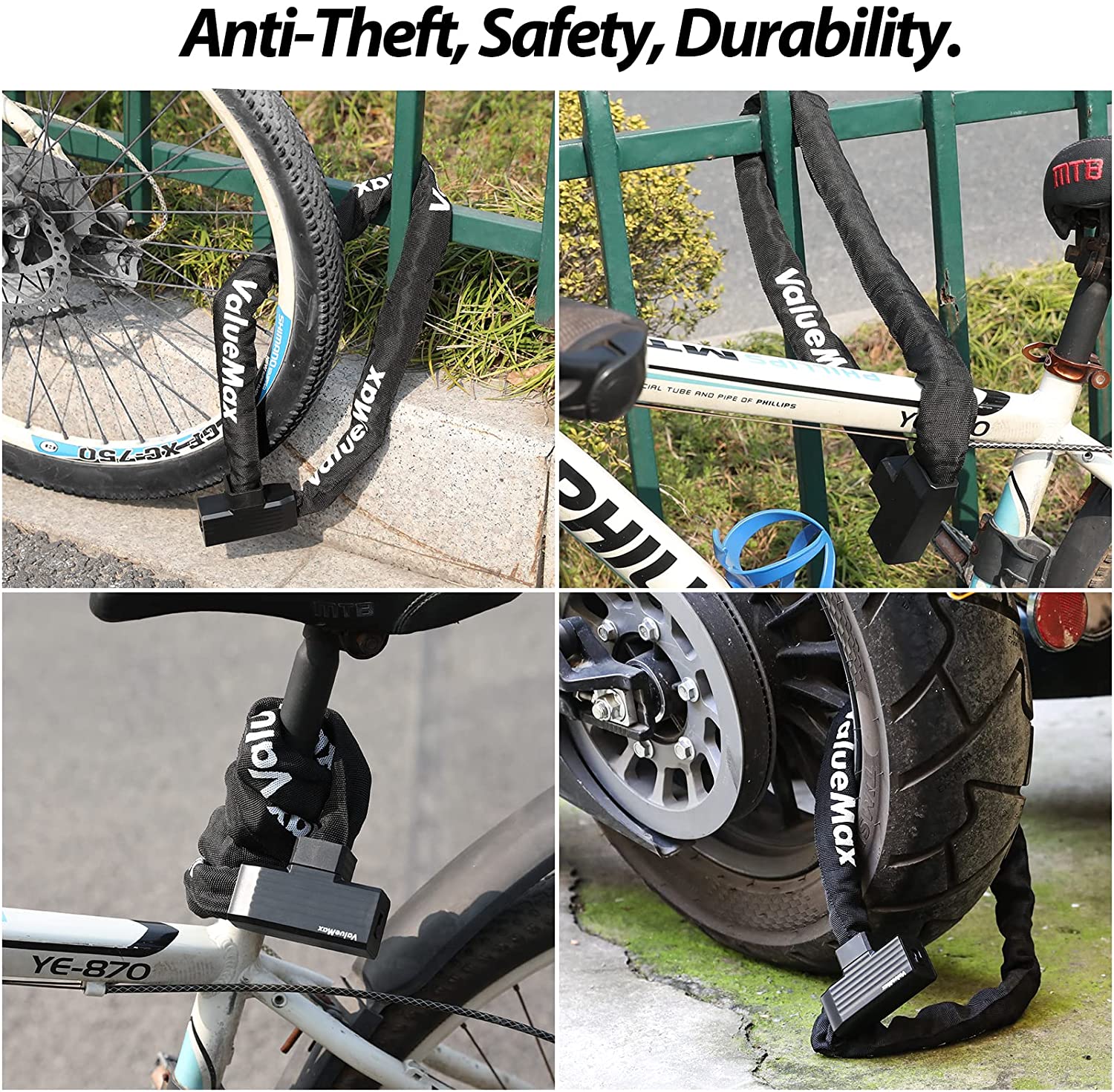 ValueMax Bike Chain Lock with Keys, 3.2 Feet photo 3