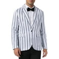 thumbnail image 1 of Blazer a rayas INSPIRE CHIC para hombres, chaqueta deportiva de color contrastante de un solo botón, 2XL, negro y blanco, 1 of 5