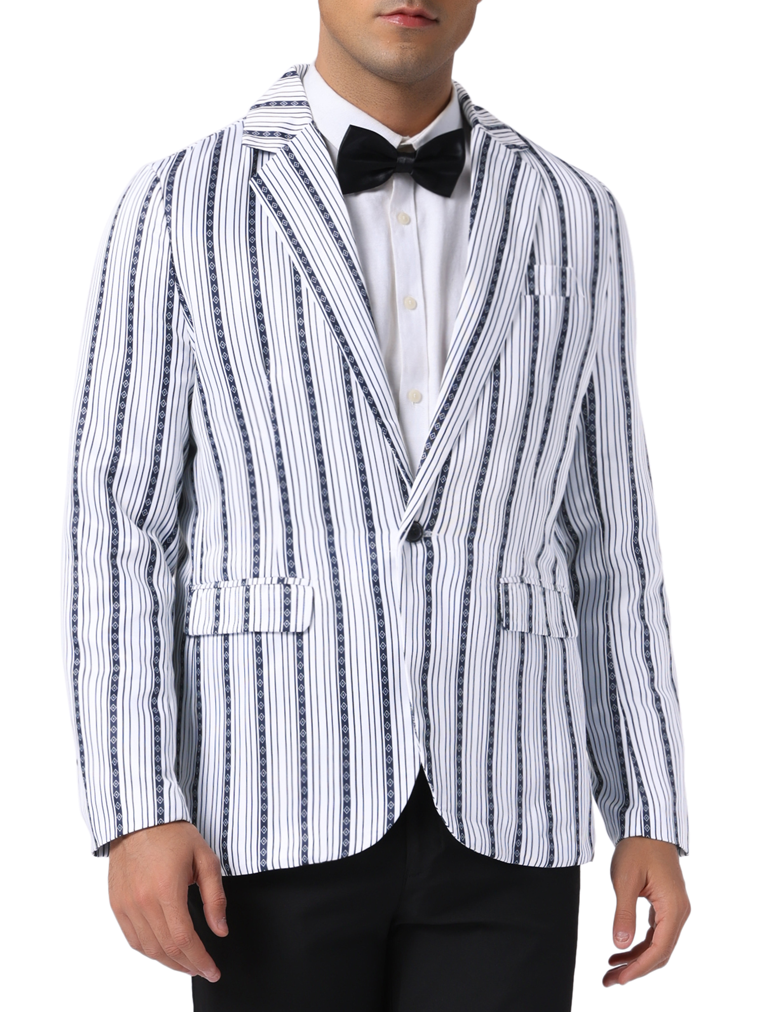INSPIRE CHIC Crop Striped Blazer for Men's Single Breasted Notch