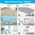 thumbnail image 3 of Pirecart Kids Table and 6 Chairs Set for Ages 2-10, Height Adjustable Children Arts & Crafts Table with Graffiti Desktop, Blue, 3 of 9