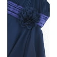 thumbnail image 4 of Aislor Robe Fleurie en Chiffon Haute Basse pour Filles Enfants Froncée Sans Manches Perlée Mariage Demoiselle d'Honneur Robe Formelle Bleu Marine 8, 4 of 7