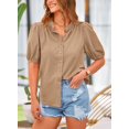 thumbnail image 3 of Camisa PRETTYGARDEN de Algodón Grande para Verano con Botones en Caqui, 3 of 8