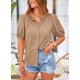 thumbnail image 3 of Camisa PRETTYGARDEN de algodón con botones y mangas farol en color caqui XXL, 3 of 8