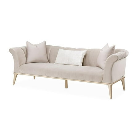 Michael Amini Yvette Sofa in Porcini Velvet and Champagne Wood Frame