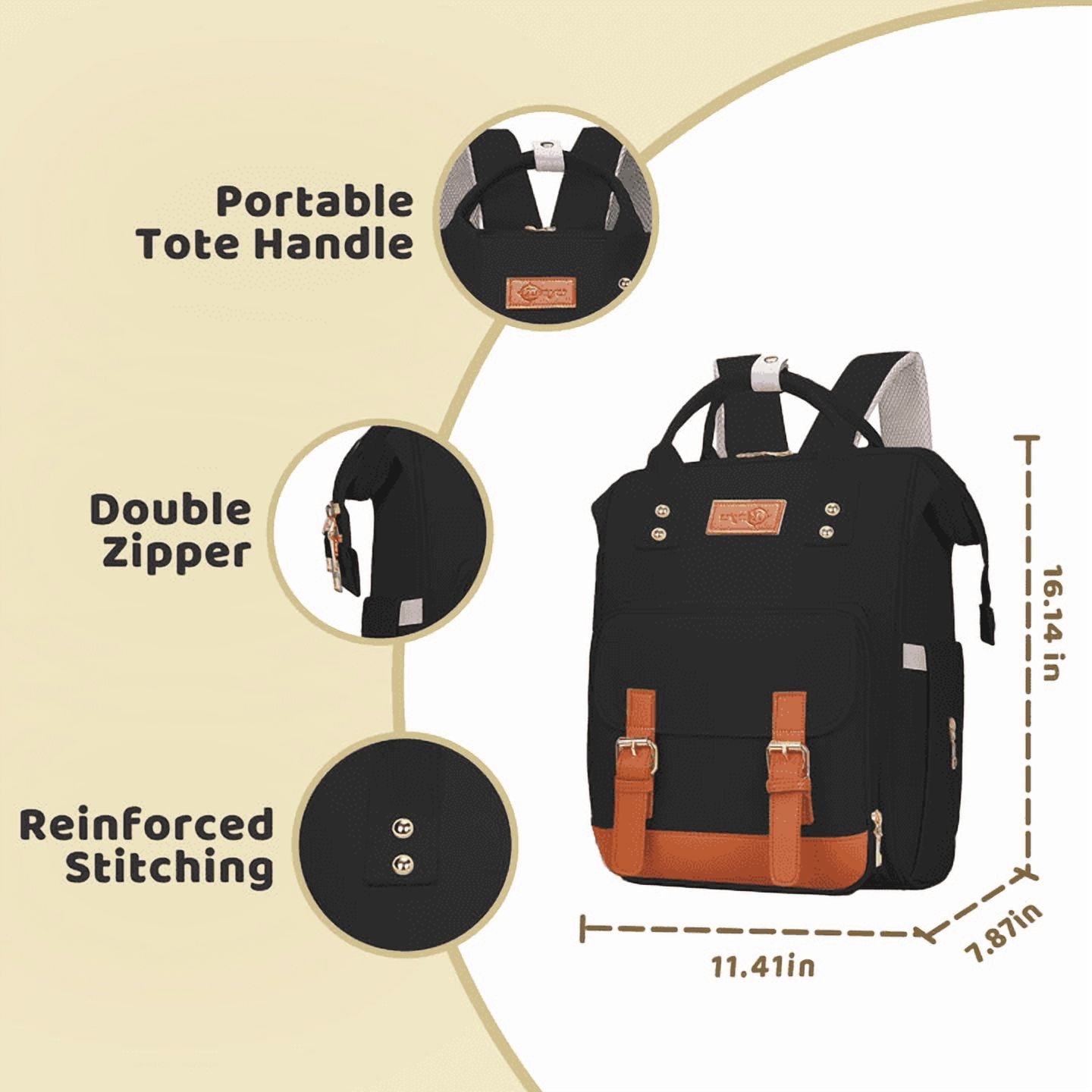 Stillithou Diaper Bag Backpack for Women, Large Capacity Baby Diaper Backpack with Wet Dry Pockets, Stroller Straps & Insulated Pockets - Travel Daily Use Shopping, Black