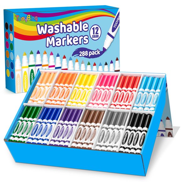 Marcadores lavables TooyBing, 288 unidades, 12 colores surtidos