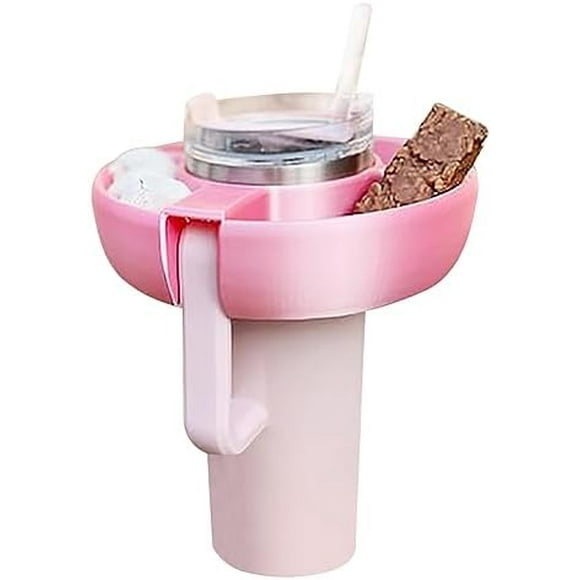 Snack Bowl for Stanley 40 oz Tumbler with Handle, Tumbler Snack Tray Compatible with Stanley Cup 40 oz with Handle, Silicone Snack Ring Suitable for Stanley Cup Accessories (Pink) Pink Pink