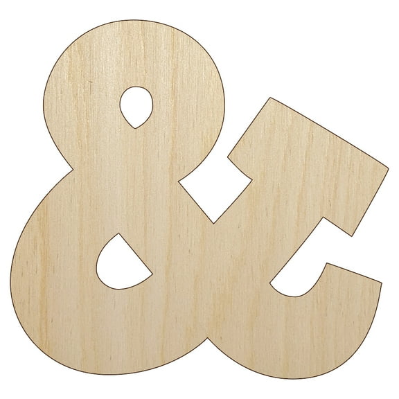 Ampersand Symbol And Wood Shape Unfinished Piece Cutout Craft DIY Projects - 4.70 Inch Size - 1/8 Inch Thick