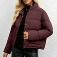 thumbnail image 3 of DAFPZW Womens Quilted Puffer Jacket Winter Warm Stand Collar Bubble Coats Padded Jacket Long Sleeve Coat Outerwear, 3 of 4