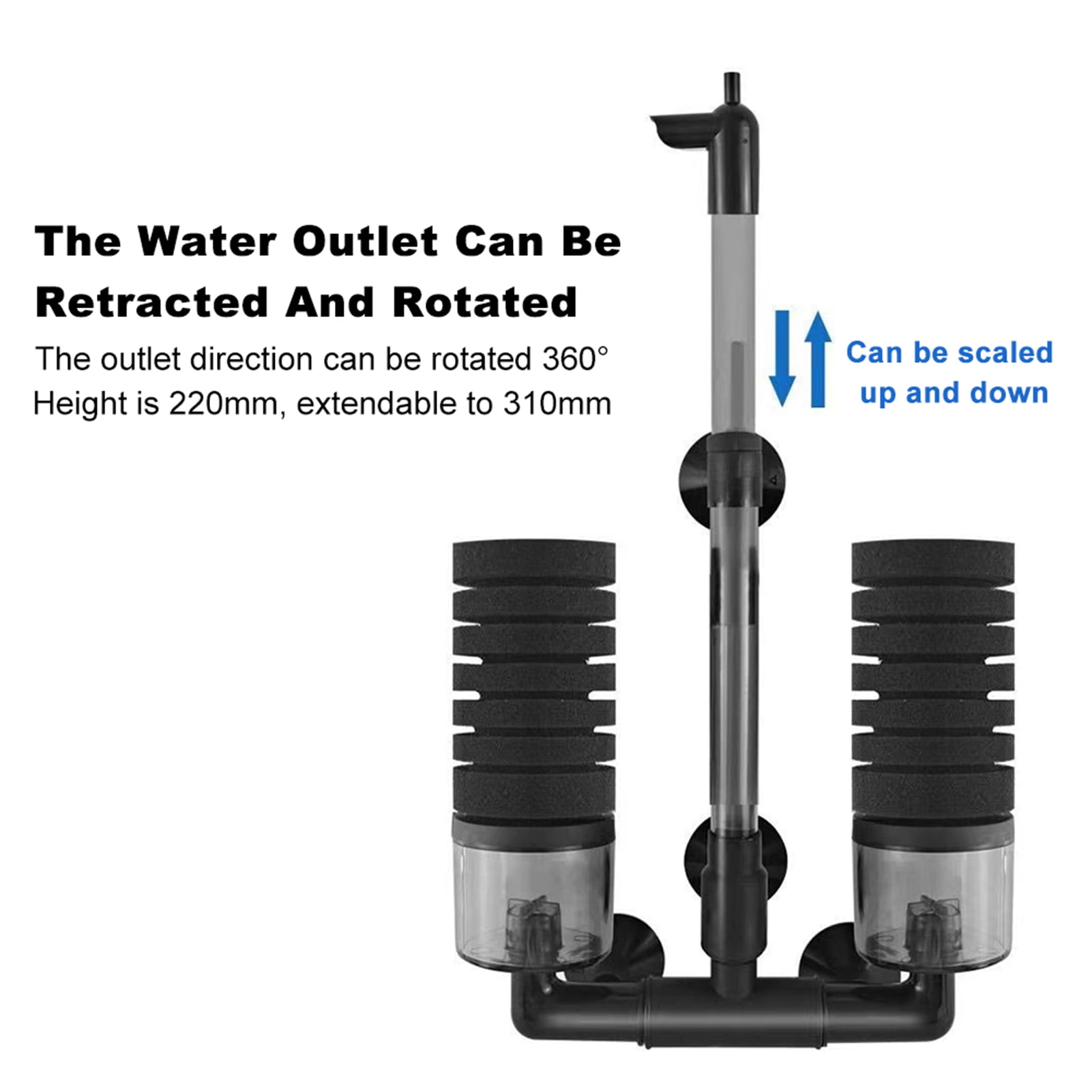 YAHHU Fish Tank Pneumatic Sponge Filter Mini Suction Toilet Grass Tank Biochemical Anti-Gas Lift with Pump, yu-229a, 11.4 inches / 29 cm