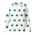 thumbnail image 4 of TKLPEHG St. Patrick's Day Sweatshirt for Women Green Shamrock Long Sleeve Tops Clovers Print Round Neck Pullover Tops (White,S), 4 of 4