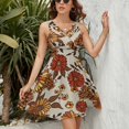 thumbnail image 3 of Retro 70s Boho Hippie Orange Flower Sleeveless Dress Women Summer Evening Dresses Ladies Sundress, 3 of 7