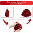 thumbnail image 6 of CUGBO 24Pcs Cheerleading Pom Poms, Handle Metallic Foil Flower Ribbons for Dance Sports Game Party (Red), 6 of 14