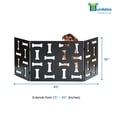 thumbnail image 2 of Bundaloo Freestanding Folding Dog Gate | Expandable Wooden Fence for a Small to Medium Pet Dog | Blocks Doorways, Hallways | Portable Divider with Decorative Design (Black, Dog Bone), 2 of 6