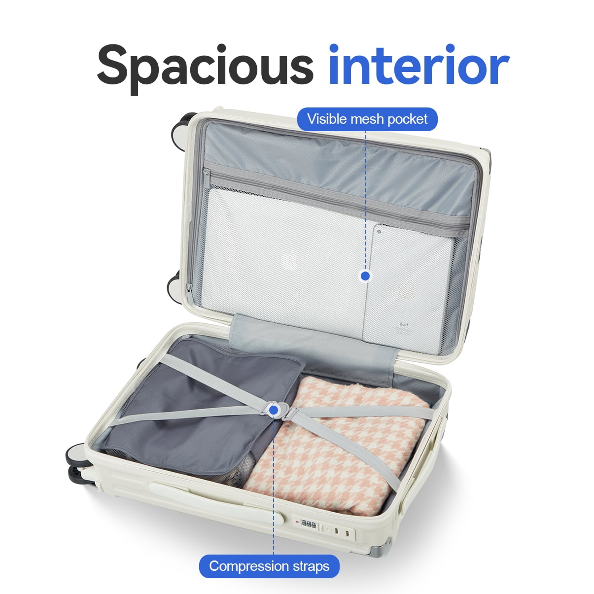 5-Piece PP Lightweight Luggage Set with TSA Lock, 20"/24"/28" Spinner Suitcases + Handbag + Toiletry Bag, 360° TPE Silent Wheels for Airports