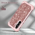 thumbnail image 5 of Casetego for Samsung Galaxy S24 Plus 5G Case,Glitter Shockproof Three-Layer Heavy Duty Hybrid Sturdy High Impact Protective Cover Girls Women,Shiny Rose Gold, 5 of 8