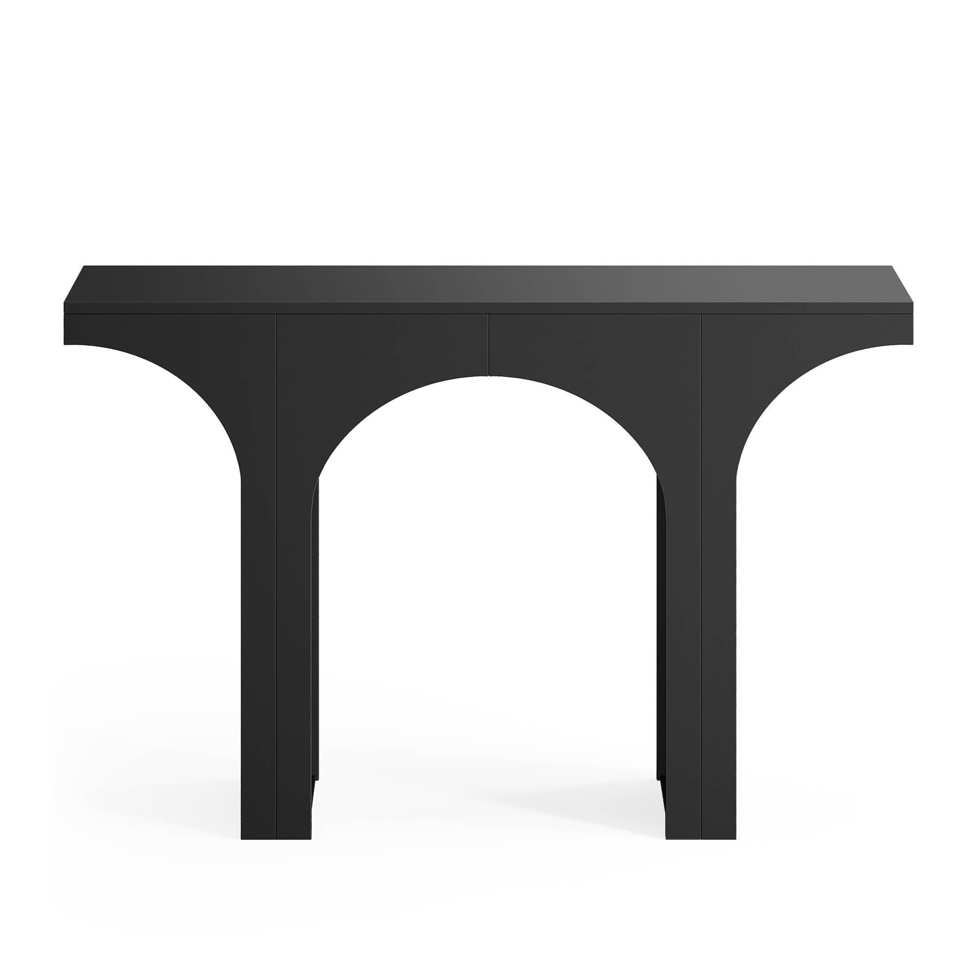MAYEERTY 47 Inch Minimalist Arch Base Wooden Console Table, E1 Wood Block Spliced Narrow Entry Decor Sofa Display Table