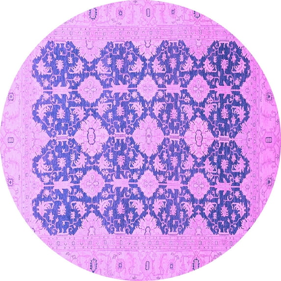 Ahgly Company Indoor Round Oriental Purple Traditional Area Rugs, 8' Round