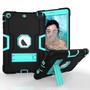 Dteck iPad mini/mini2/mini3 Case Heavy Duty Shockproof Hybrid Kickstand Cover, Black/Aqua