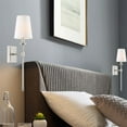 thumbnail image 5 of Kira Home Torche 20" Mid Century Wall Sconce, Tapered White Linen Shade, Silver Candle Wall Light, Elongated Tail, 5 of 8