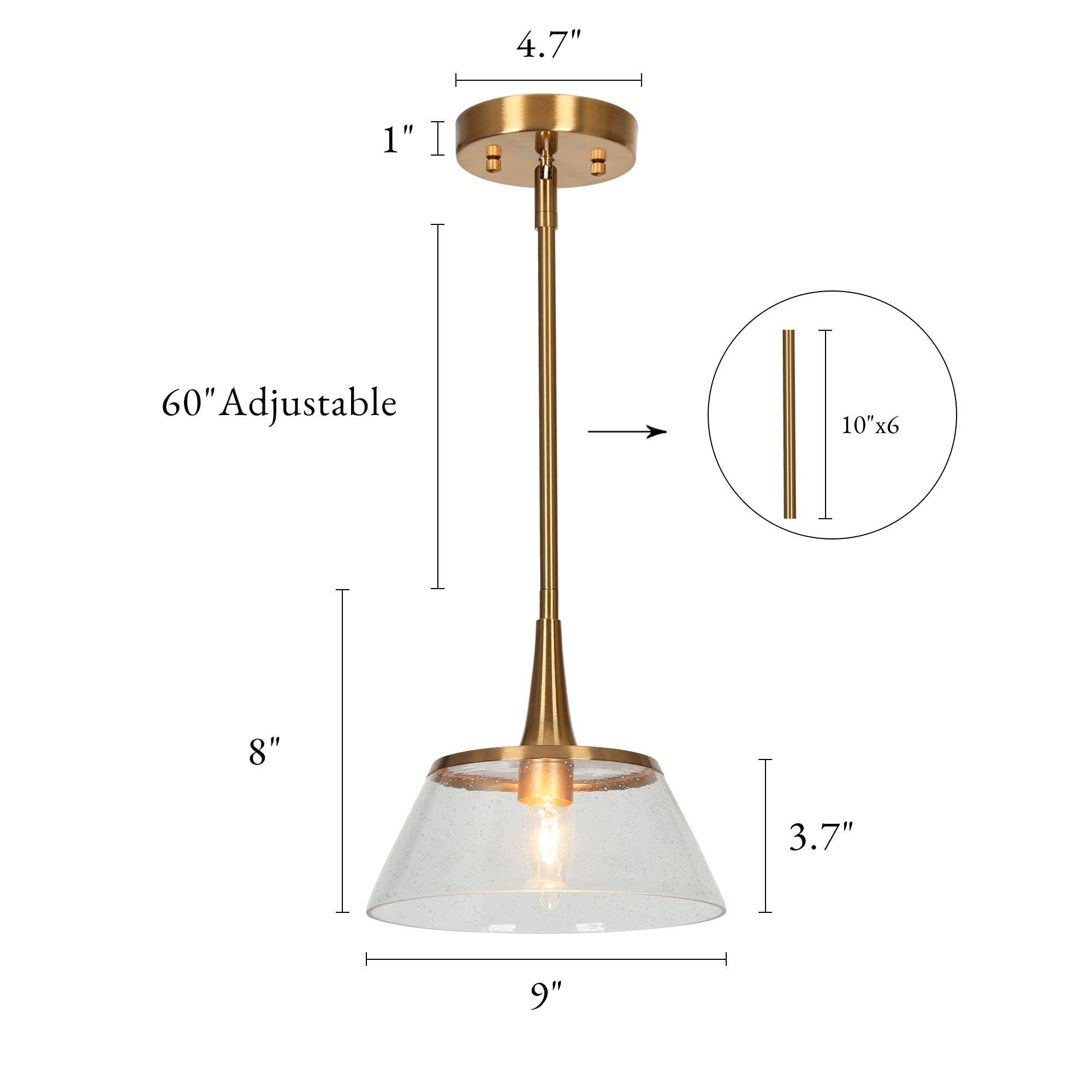 LNC Modern Gold Mini Pendant with Seeded Glass Shade for Kitchen or Dining Area