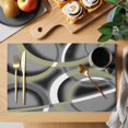 thumbnail image 2 of Sage Green Geometric Placemats Set of 6, Grey Retro Abstract Striped Art Placemats for Dining Table, Place Mats for Kitchen Tabletop, Waterproof Wipeable Dining Table Mats Set, 2 of 9