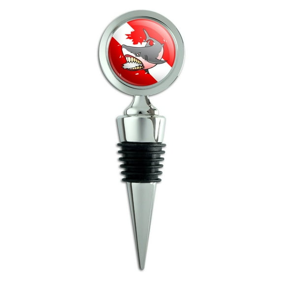 Angry Shark Scuba Diving Flag Diver Wine Bottle Stopper