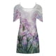 thumbnail image 4 of Puntoco Vestido Casual Estampado Con Cuello Redondo Y Manga Corta Con Hombros Descubiertos Para Mujer Vestido De Manga Corta Con Cuello Redondo Púrpura M,Regalos Para Mujer Joven, 4 of 5