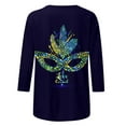 thumbnail image 5 of TSADFHJI Hauts pour Femmes Manches Longues Grande Taille T-Shirt Imprimé Joyeuses Fêtes Manches 3/4 Col Rond Blouse L Vert, 5 of 5