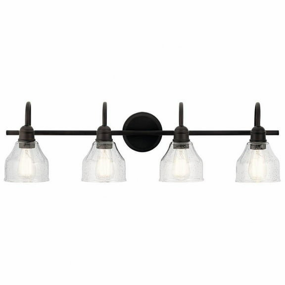 4 Light Vanity Light Approved for Damp Locations with Vintage Industrial Inspirations 9.25 inches Tall By 33.25 inches Wide-Olde Bronze Finish Bailey