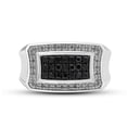 thumbnail image 2 of Jewelili Sterling Silver with 1/2 Cttw Treated Black Round and Natural White Round Diamond Men's Ring, Size 11, 2 of 6