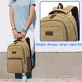 thumbnail image 4 of Canvas Laptop Backpack, Bag for Men Women,Travel Work Rucksack Fits 15.6 Inch Laptop, Large Capacity Bookbag, 4 of 5
