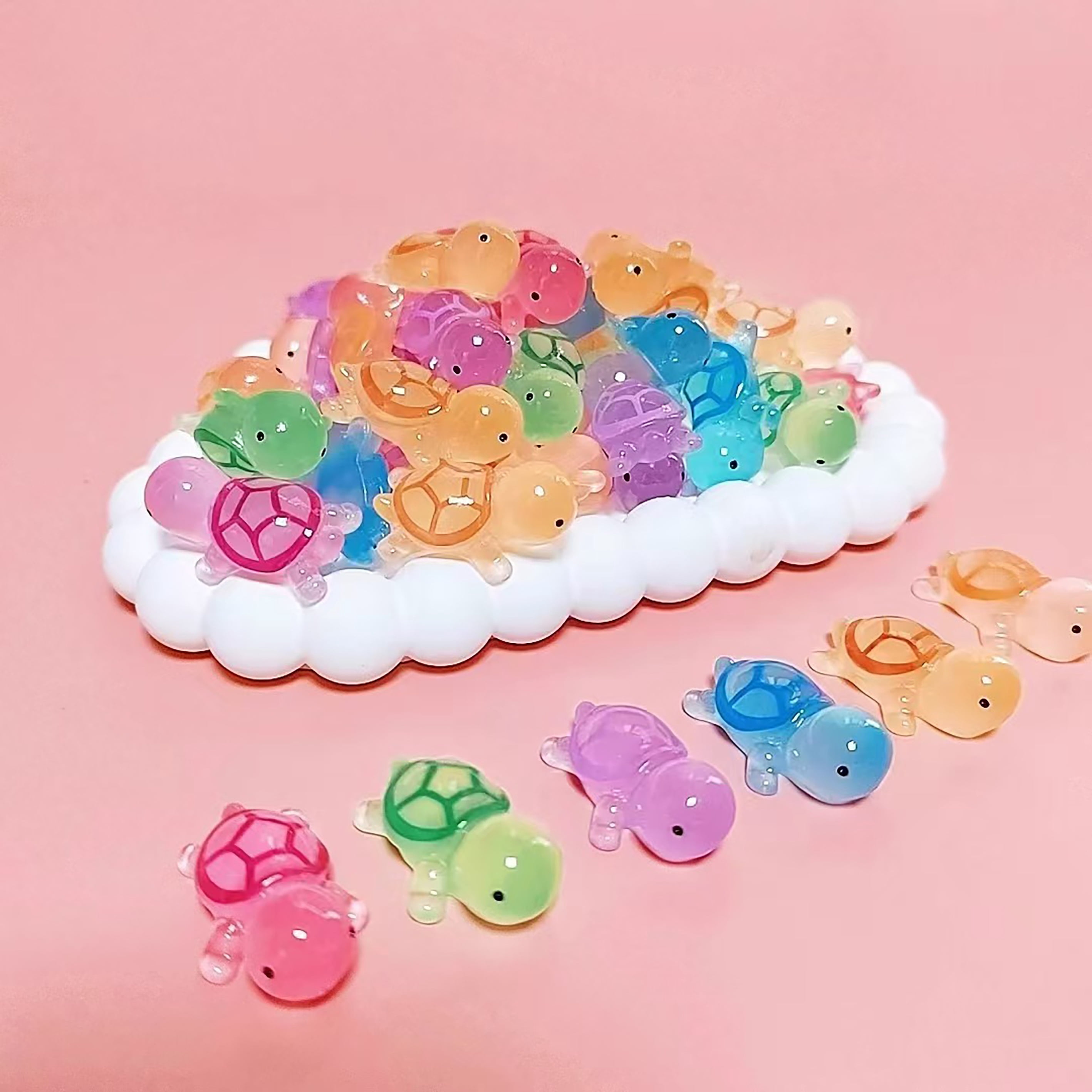 100pcs Little Tortoise Luminous Resin Tortoise Home Decoration, Fish Tank Aquarium DIY Landscaping, Valentine's Day Creative Gift Accessories, Cute and Fun