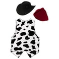 thumbnail image 2 of YiZYiF Mens Cowboy Costume Halloween Cosplay Cow Print Vest Waistcoat with Scarf Hat Hippie Clothes White M, 2 of 5