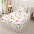 thumbnail image 2 of Homewish Cute Kawaii Bunny Zipper Full Size Comforter Sets with Fitted Sheet and 2 Pillowcases,Pink Flowers Floral Happy Easter Theme Zipper Bedding Set For Girls Kids,Reversible,4 Pieces, 2 of 7